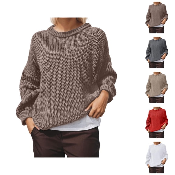 Women's Sweaters Cropped Pullover Hoodie Casual Trendy Y2K Summer Concert Style Oversized Sweater Soft Knit Long Sleeve Crewneck Tunic Top Comfortable Loose Fit Winter Fall Solid Color