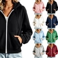 thumbnail image 1 of Women's Sweaters Dqueduo Women's Solid Color Zip-Up Hoodie Sweatshirt with Pockets – Casual Long Sleeve Drawstring Top Black XXL, 1 of 5