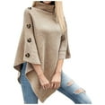 thumbnail image 1 of Women's Sweaters Fall Clothes Women Solid Color Turtleneck Knitted Cape Sweater Poncho Cardigan Coat, 1 of 4