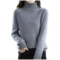 thumbnail image 1 of Women's Sweaters Fall Outfits for Women Autumn New Turtleneck Sweater Ladies Loose Large Size Thick Knitted Sweater Bottom Shirt, 1 of 5