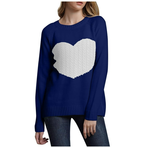 Women's Sweaters, Fall Sweaters For Women Knit Sweater Boutique Trendy Women's Rainbow Interchromatic Splicing Temperament Loose Sweater Color Sweater Tunic Sweatshirt Xl Fashion (M, Navy) TBKOMH