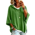 thumbnail image 1 of Women's Sweaters Light Summer Hooded Knit Sweater Relaxed Half Sleeve Oversized Loose Fit Drawstring Hood Lounge Vacation Sweater, 1 of 4