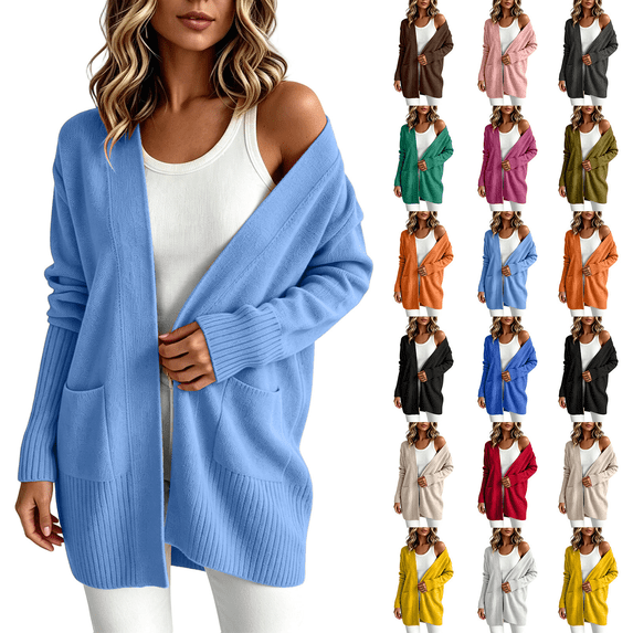 Women's Sweaters Lightweight Cardigans Solid Color Long Sleeve Open Front with Pockets Soft Casual Dressy Loose Fit 2026 Fall Fashion
