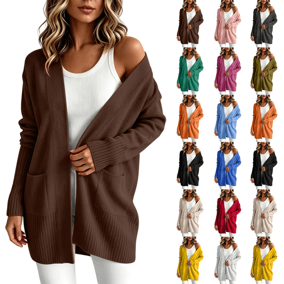 Women's Sweaters Lightweight Cardigans Solid Color Long Sleeve Open Front with Pockets Soft Casual Dressy Loose Fit 2026 Fall Fashion