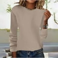 thumbnail image 1 of Women's Sweaters Lightweight Red Solid Color Round Neck Pullover Knitted Sweater Long Sleeved Inner And Outer Base Shirt Top, 1 of 6