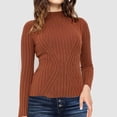 thumbnail image 1 of Women's Sweaters Lightweight Under $10 Casual Round Neck Long Sleeves Solid Color Base Knitted Sweater, 1 of 6