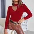 thumbnail image 1 of Women's Sweaters Lightweight Under $15 Casual Round Neck Long Sleeves Solid Color Base Knitted Sweater, 1 of 6
