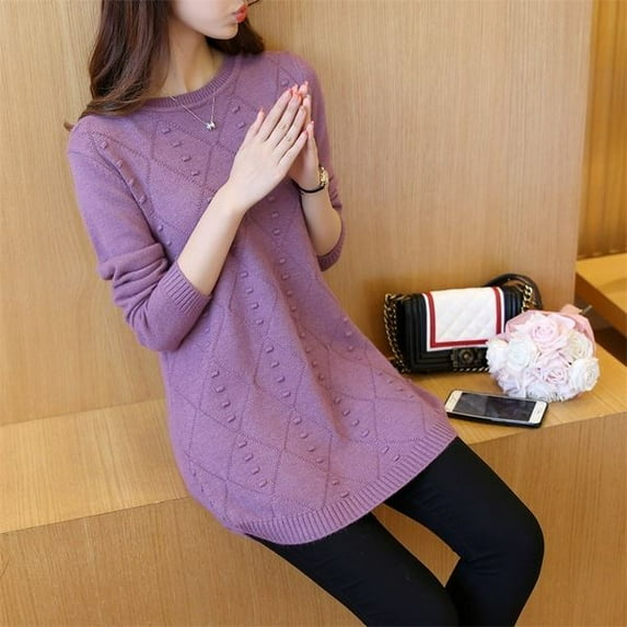 Women's Sweaters Long O-Neck Knitted Sweaters Pullover Sweater Knitted Tops Warm Thick Winter Female Tops Drop Shipping