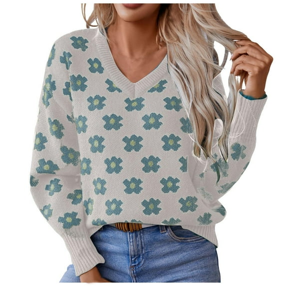 Women's Sweaters Off The Shoulder 2024 Flowers Casual Loose Fashion Sweater Pullovers