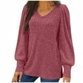 thumbnail image 1 of Women's Sweaters Oversized Loose V Neck Sweaters Long Sleeved T Shirt Tops Cable Knit Sweaters Women, 1 of 5
