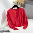 thumbnail image 1 of Women's Sweaters Plus Size 4X Cardigan Under $10 Solid Button Casual Cardigan-neck Long Sleeve Knitted Coat, 1 of 4