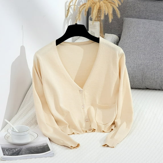 Women's Sweaters Plus Size 4X Cardigan Under $10 Solid Button Casual Cardigan-neck Long Sleeve Knitted Coat