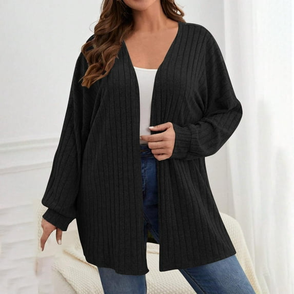 Women's Sweaters Plus Size 5X Cardigan $15.00 Fashion Solid Color Leisure Long Sleeve Jacket Convention Cardigan