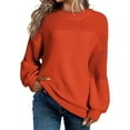 thumbnail image 1 of Women's Sweaters Pollover Plus Size 2XL Fashion Solid Round Neck Sweater Long Sleeve Blouse, 1 of 5