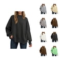 thumbnail image 1 of Women's Sweaters Pullover Long Sleeve Casual Professional Business Top Oversized Knit Sweater Tunic Soft Comfortable Winter Fall Fashion Loose Fit Round Neck Split Hem, 1 of 5