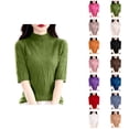 thumbnail image 1 of Women's Sweaters Pullover Off Shoulder Cropped Casual Knit Romantic Date Night Outfit Fall Winter Semi High Neck Knitted Pullover Sweater Slim Fit Ribbed Texture Versatile Casual Blouse, 1 of 6