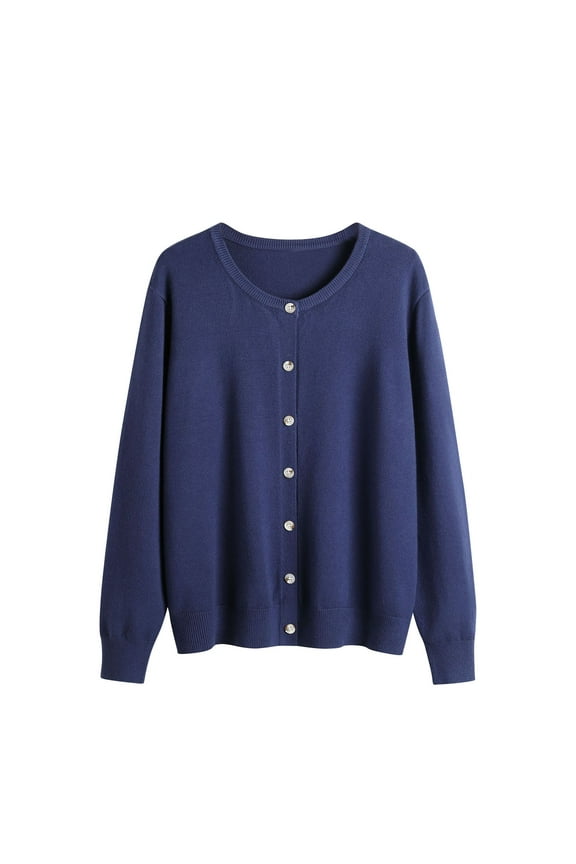 Women's Sweaters Sevevn Women's Crewneck Lightweight Cardigans Long Sleeve Knitted Button Down Sweater