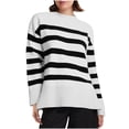 thumbnail image 1 of Women's Sweaters Sevevn Women's Striped Sweater Round Neck Long Sleeve Winter Loose Knitted Top, 1 of 7