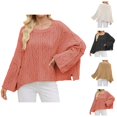 thumbnail image 1 of Women's Sweaters Off Shoulder Pullover Cropped Casual Trendy Summer Outfits Women's Pullover Sweater Casual Knit Top Short Cropped Oversized Pure Color Fall Winter Fashion Turtleneck Soft Comfortable, 1 of 9
