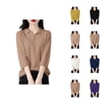 thumbnail image 1 of Women's Sweaters Off Shoulder Pullover Knit Cropped Casual Romantic Date Night Outfit Oversized Sweater Soft Long Sleeve Round Neck Comfortable Tops Loose Fit Solid Color Basic For Fall Winter, 1 of 4