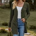 thumbnail image 1 of Women's Sweaters Solid Color Pinstripe Knit Button Cardigans with Pockets Long Sleeve Open Front Fashion Coat (XL, Army Green), 1 of 5