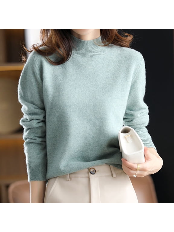 Women's Sweaters Thin Sweaters Pullover Sweaters Loose Fit Fall Fashion Outfits Soft Womens Thermal Tops Lightweight Ribbed Tops Turtleneck Tops Long Sleeve