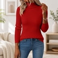 thumbnail image 1 of Women's Sweaters Turtleneck Ribbed Knit Long Sleeve Slim Fit Pullover Tops, 1 of 6
