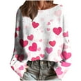thumbnail image 1 of Women's Sweaters Valentine Heart Graphic Oversized Long Sleeve Drop Shoulder Sweatshirts Comfy Crew Neck Soft Tops Valentine's Day Outfits, 1 of 7