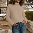 thumbnail image 1 of Women's Sweaters Winter High Neck Knitted Sweater Long Sleeve Rolled Edge Pullover for Cozy Fall Turtleneck Top, 1 of 3