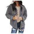 thumbnail image 1 of Women's Sweaters Winter Hooded Cardigans Button Up Cable Knit Coats Jackets Outerwear with Pockets Grey, XL, 1 of 5