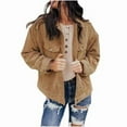thumbnail image 1 of Women's Sweaters Winter Hooded Cardigans Button Up Cable Knit Coats Jackets Outerwear with Pockets Khaki, S, 1 of 5
