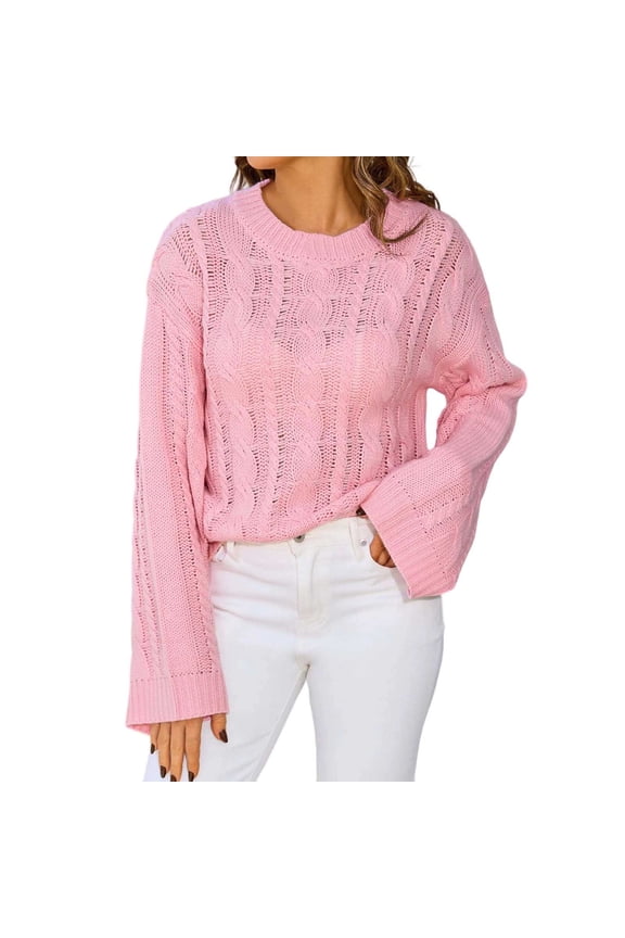 Women's Sweaters Women Tops Women's Autumn And Winter New Solid Color Round Neck Knitted Sweater Loose Sweater