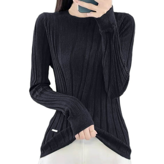 Women's Sweaters Women Tops Women's Oversized Pullover Sweater Soft Knit Long Sleeve Round Neck Casual Comfortable Tops Loose Fit Solid Color Basic Sweater for Fall Winter