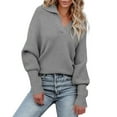 thumbnail image 1 of Women's Sweaters Women's Tops Womens Long Sleeve Tops Lapel Knit Shirt Pullover Sweater Jumper Tops Sweater Casual Warm Sweater, 1 of 5