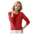 thumbnail image 1 of Women's Sweaters Womens Fall Tops Women's Round Neck Pullover Sweater Solid Color Long Sleeves, 1 of 4