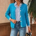 thumbnail image 1 of Women's Sweaters and Cardigans Summer Pink Fashionable Casual Button Round Neck Long Sleeved Knitted Cardigan Solid Color Sweater Jacket Top, 1 of 5