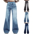thumbnail image 1 of Women's Sweatpant Jeans High Waisted Stretchy Pull On Wide Leg Denim Pants, 1 of 9