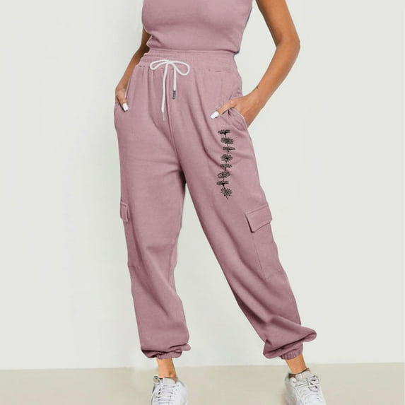 Women's Sweatpants Up to 35% off!Wide Leg High Waist Loose Flare Sweatpants Fashion Fitness Sports Loose Elastic Waist Long Sweatpants Drawstring Sports Joggers Solid Color