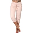 thumbnail image 1 of Women's Sweatpants Capri Pants Workout Exercise Cropped Joggers Running Drawstring Lounge Pants Side Pockets Ladies Comfy Plus Size 2026 Trendy Outfits Lightweight Cute Fashion Dressy Clothes Pink, 1 of 7