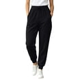 thumbnail image 1 of Women's Sweatpants Casual Drawstring Joggers with Elastic Cuffed Hem, Lightweight Lounge Pants for Yoga Running Athletic Workout Black L, 1 of 5