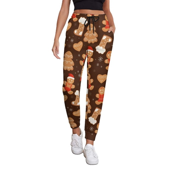 Women's Sweatpants, Christmas Gingerbread Cookies Baggy Sweatpants Joggers for Women, Fall Outfits for Women 2024 Lounge Yoga Athletic Workout Pants with Pockets