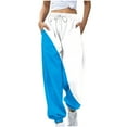 thumbnail image 1 of Women's Sweatpants Color Block Printed Elastic Cuffs Joggers with Pockets Blue M, 1 of 5