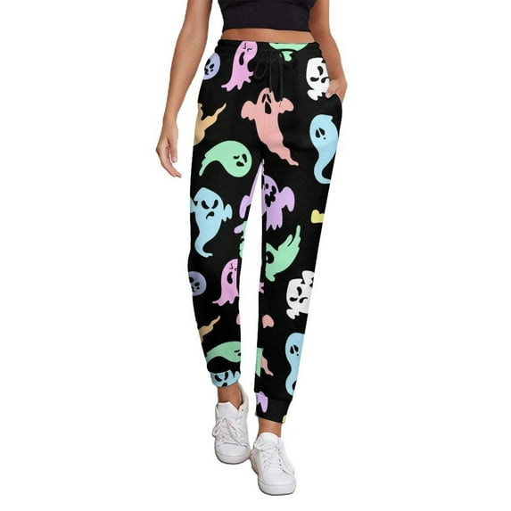 Women's Sweatpants, Colorful Halloween Ghost Baggy Sweatpants Joggers for Women, Fall Outfits for Women 2024 Lounge Yoga Athletic Workout Pants with Pockets