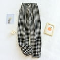 thumbnail image 1 of Women's Sweatpants Elastic Drawstring Waist Loose Wide Leg Pants With Pockets Plaid Trousers C, 1 of 4