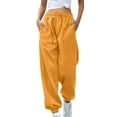 thumbnail image 1 of Women's Sweatpants Elastic High Waisted Drawstring Cinch Bottom Joggers Baggy Casual Lounge Trousers with Pockets Yellow L, 1 of 5