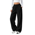 thumbnail image 1 of Women's Sweatpants Elastic Waisted Drawstring Solid Color Wide Leg Casual Athletic Workout Hiking Pants With Pockets, 1 of 7