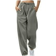 thumbnail image 1 of Women's Sweatpants Fashi0n Casual Solid Elastic Waist Trousers Long Straight Pants Womens Baggy Sweatpants, 1 of 6