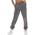 thumbnail image 1 of Women's Sweatpants Fleece Lined Baggy Straight Leg Lounge Pants Women Casual Trousers And Trousers Plus Velvet Running Fitness Sports Pants Dark Gray 2XL, 1 of 4