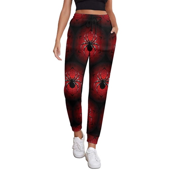 Women's Sweatpants, Halloween Spider Web Baggy Sweatpants Joggers for Women, Fall Outfits for Women 2024 Lounge Yoga Athletic Workout Pants with Pockets