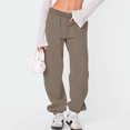 thumbnail image 1 of Women's Sweatpants High Waist Drawstring Sweat Pants Baggy Athletic Pants with Pockets Brown M, 1 of 6